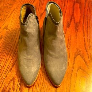 Italeau grey suede booties with metal accents